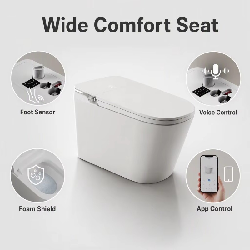 White Smart Toilet Square Bowl - P & C Home Textiles Usa 评论和价格