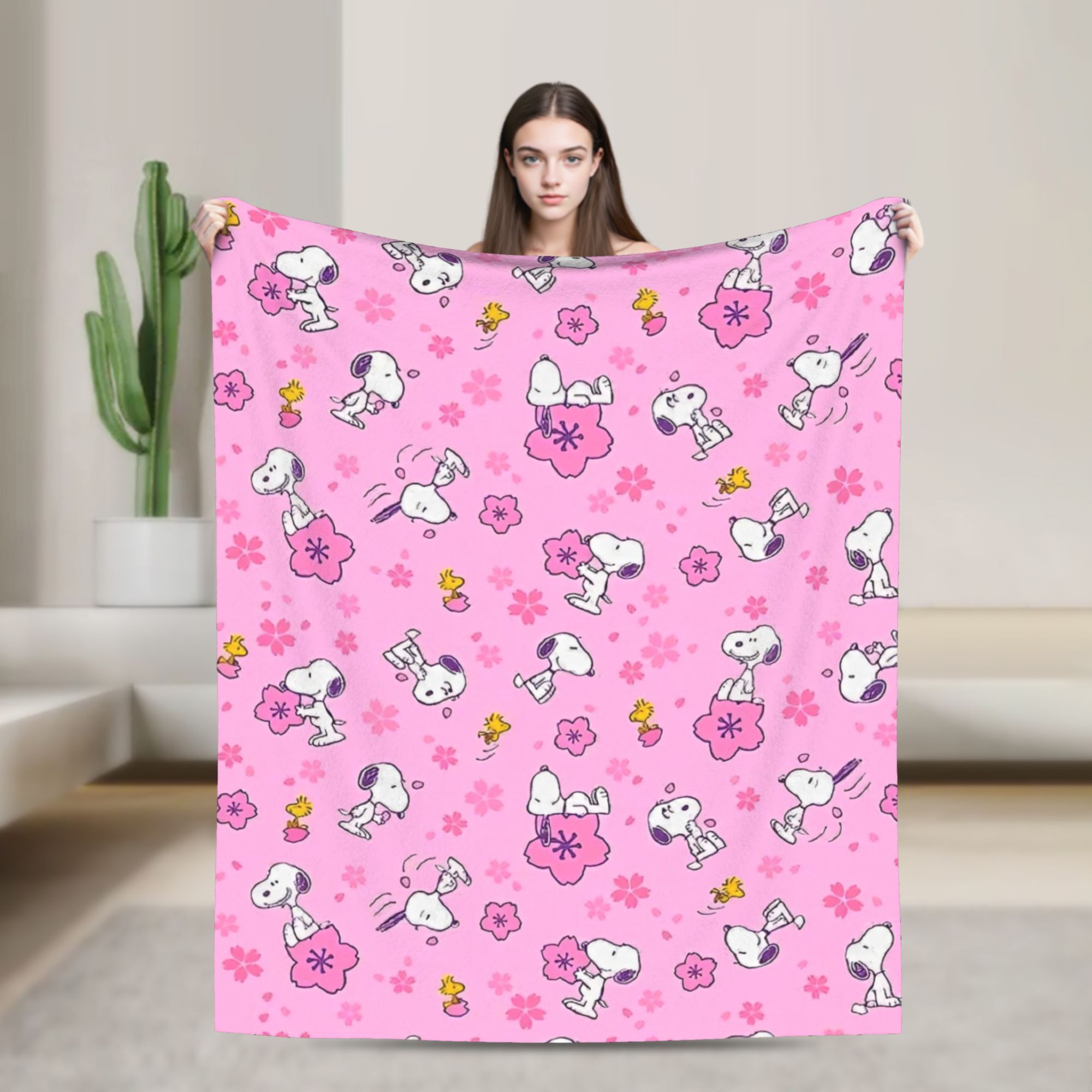 Pink Snoopys Woodstock Knitted - Home Textiles Blanket 评论和价格