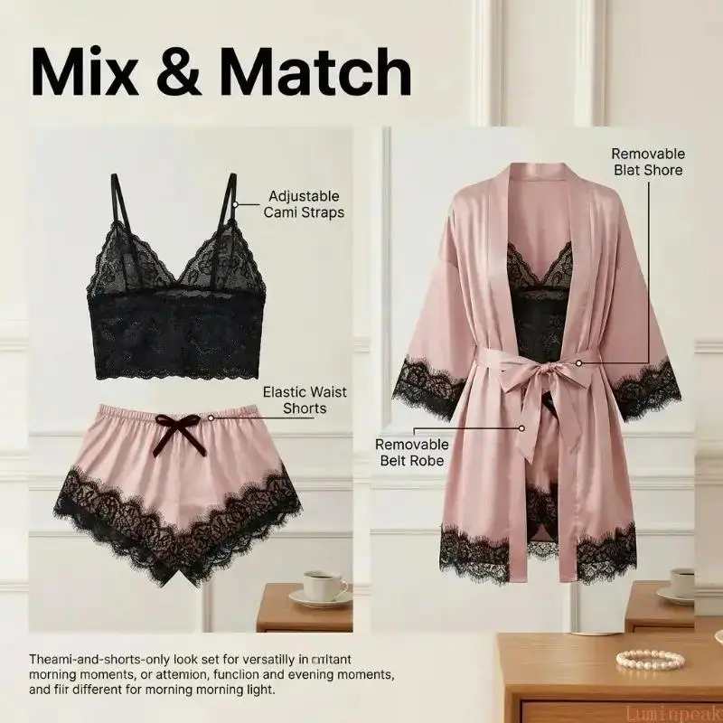 Women's 4-Piece Satin Pajama S - Home Textiles 评论和价格
