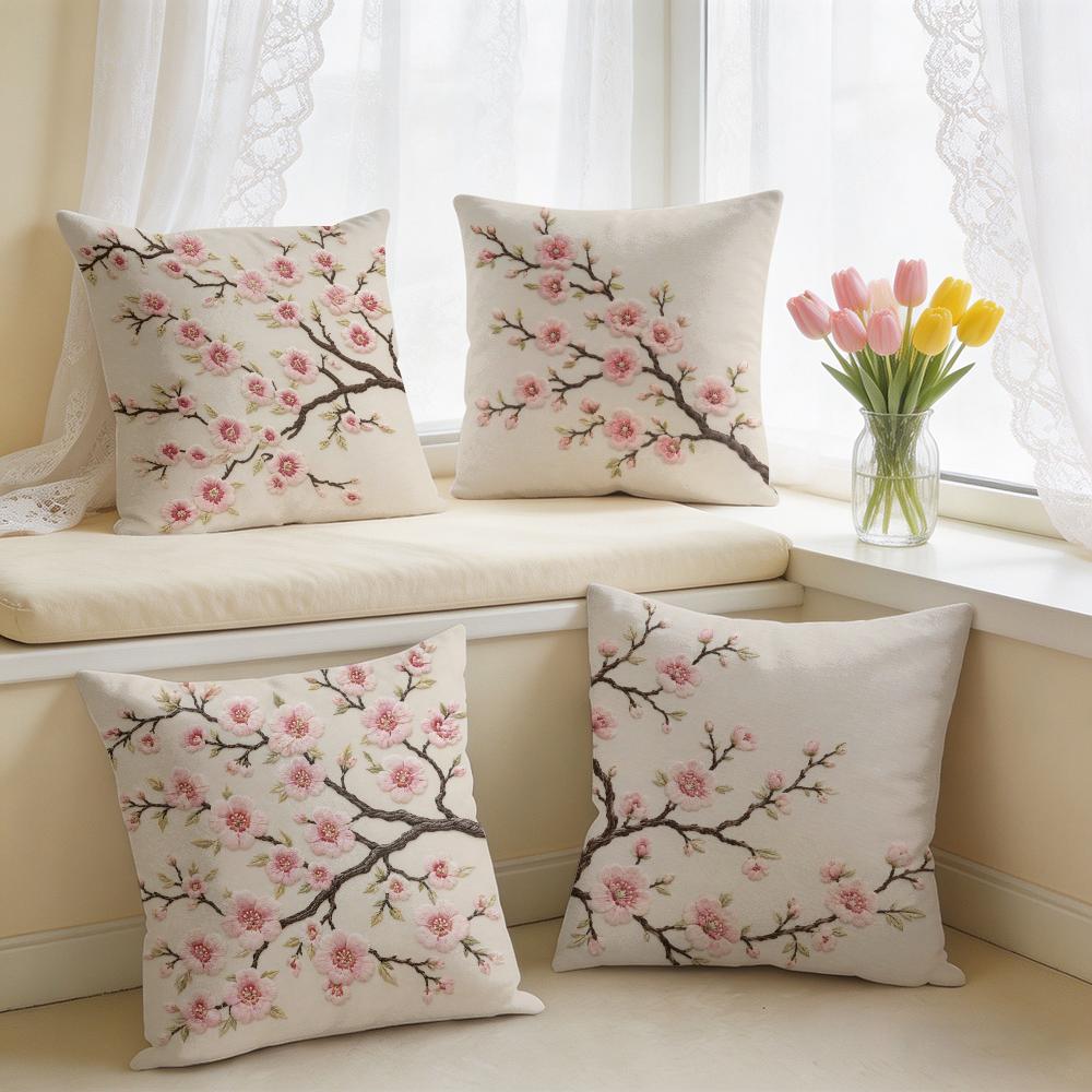2D Print Oriental Sakura Flora - Pillow Cover 20X20 评论和价格