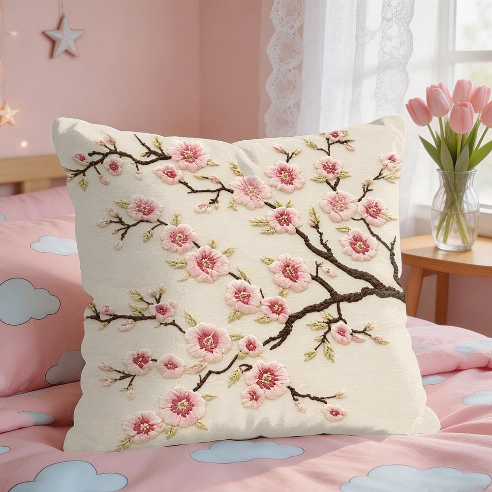 2D Print Oriental Sakura Flora - Pillow Cover 20X20 评论和价格