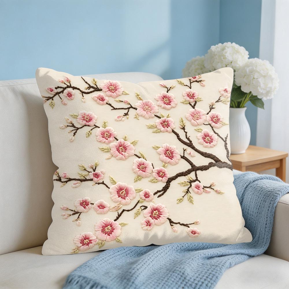 2D Print Oriental Sakura Flora - Pillow Cover 20X20 评论和价格