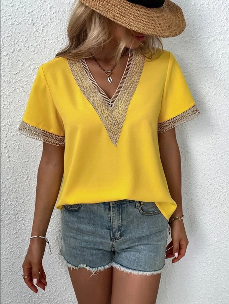 Elegant Blouse Fashion Short S - Quilt Cotton Summer 评论和价格