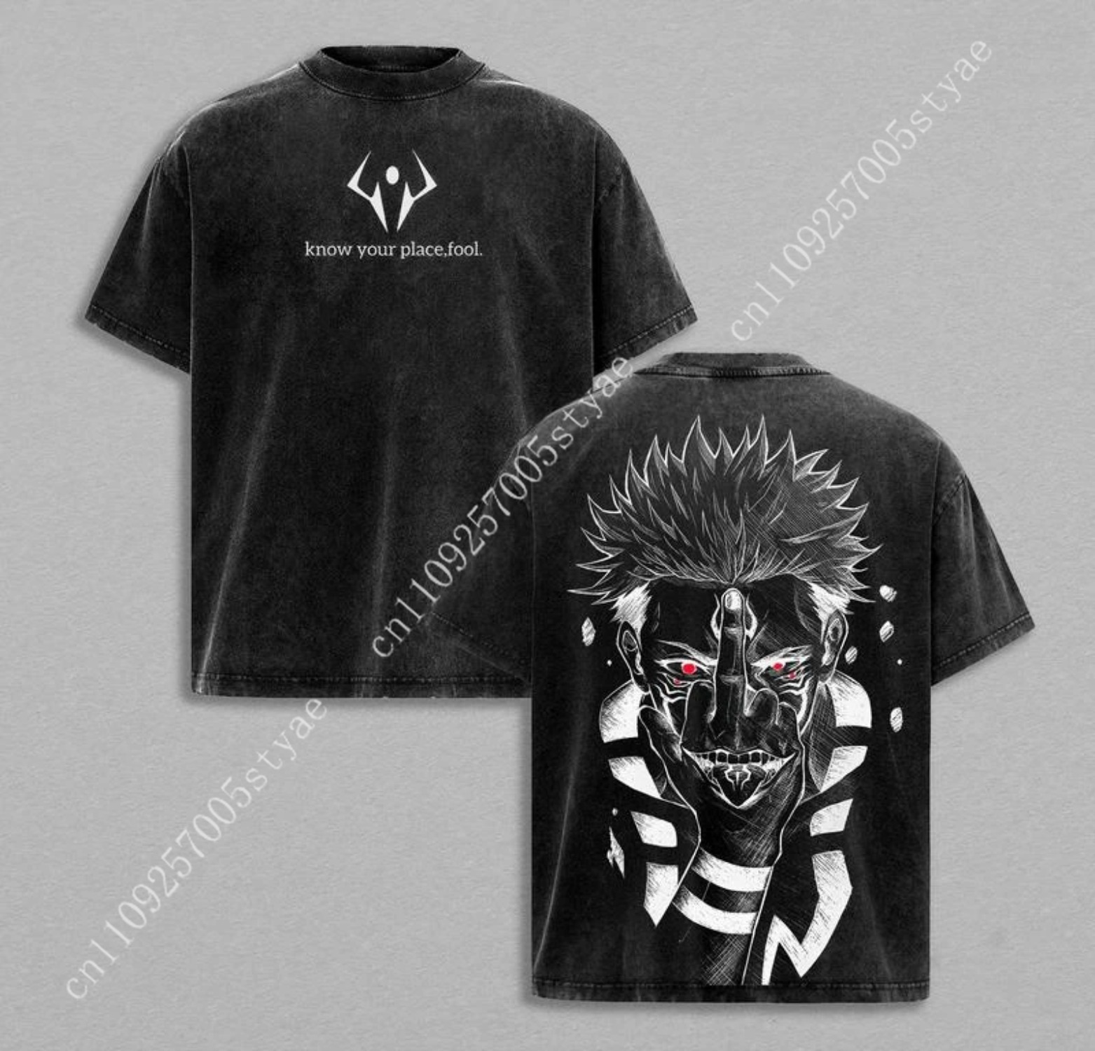 Anime  Ryomen Sukuna Graphic T - Quilt Cotton Summer 评论和价格