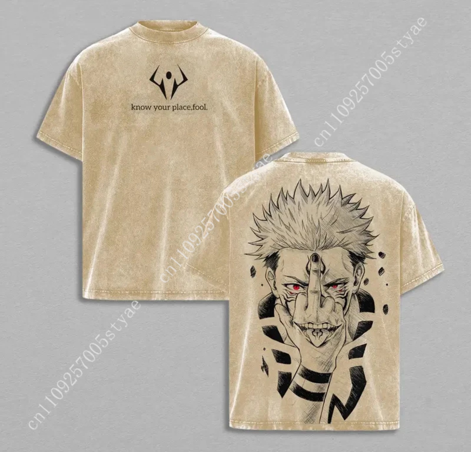 Anime  Ryomen Sukuna Graphic T - Quilt Cotton Summer 评论和价格
