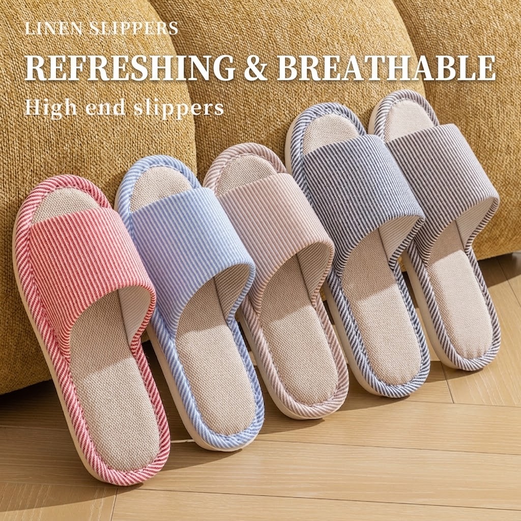 Breathable Flax Linen Slippers - Home Textiles 评论和价格