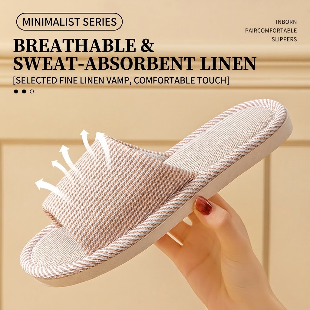 Breathable Flax Linen Slippers - Home Textiles 评论和价格