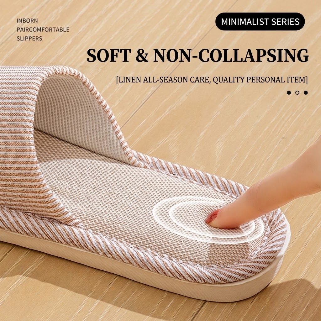 Breathable Flax Linen Slippers - Home Textiles 评论和价格