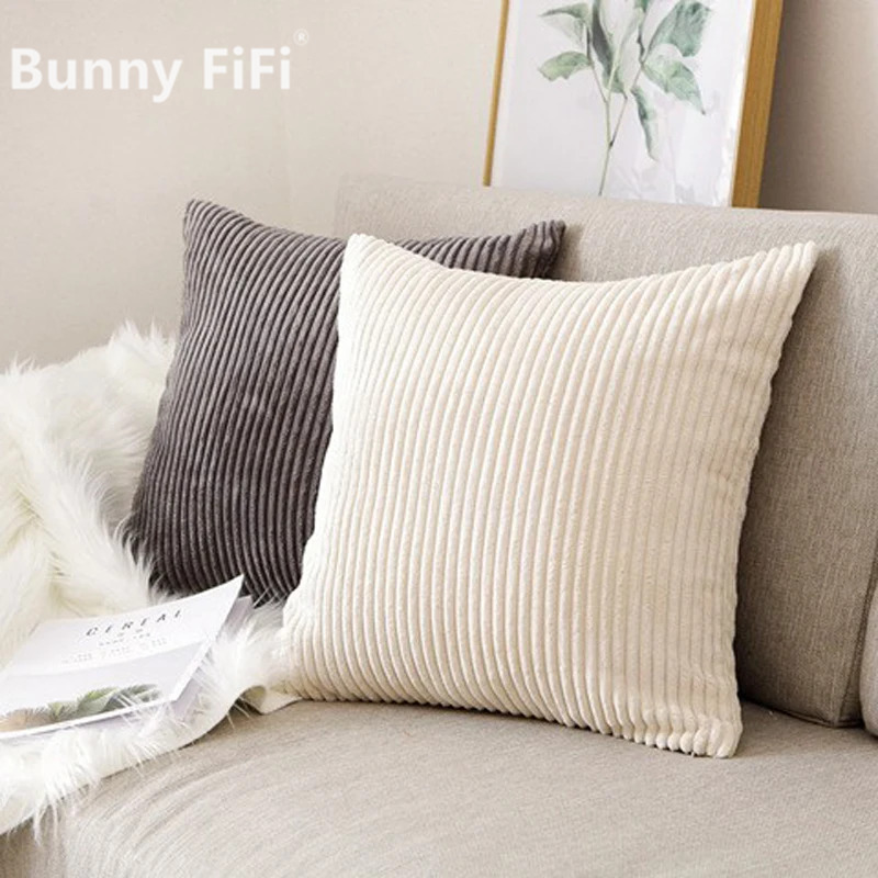 Corduroy Striped Cushion Cover - Pillow Cover 20X20 评论和价格