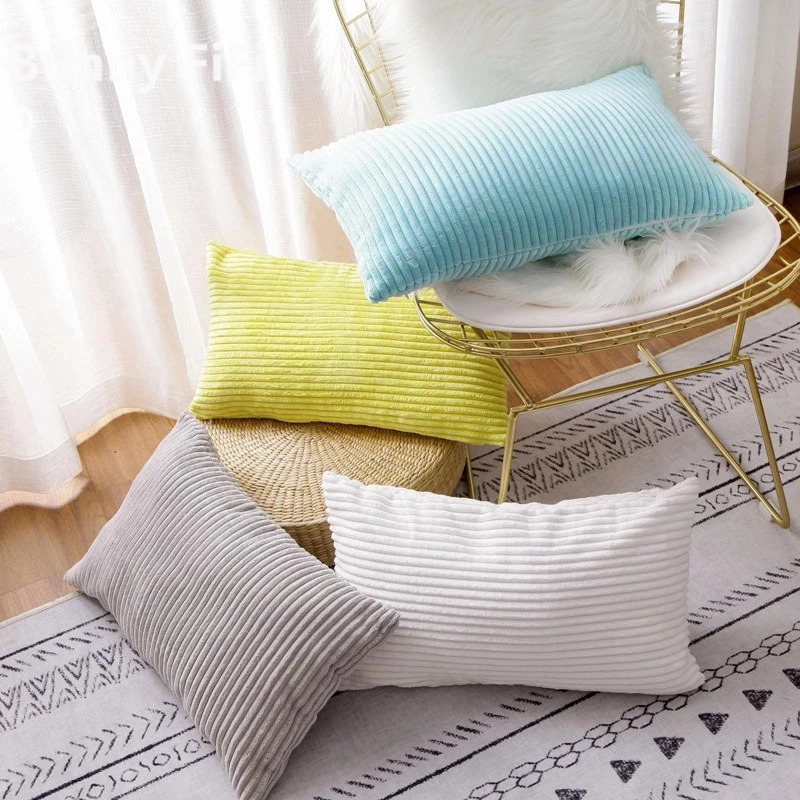 Corduroy Striped Cushion Cover - Pillow Cover 20X20 评论和价格